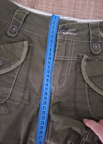 LTB Düğmeli Koyu Yeşil Mini Kadın Şort Ölçüsü Resimde - Görsel 5