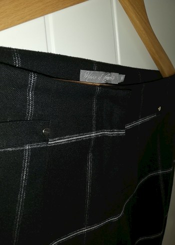 Kadın Siyah Kareli Kumaş Pantolon - Görsel 9