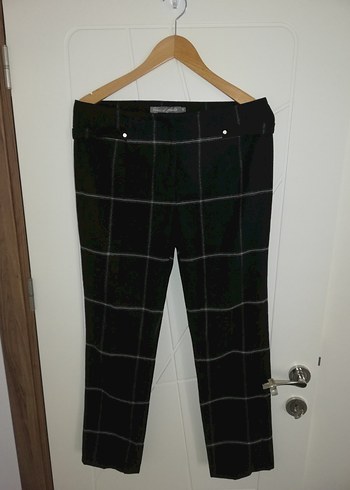 Kadın Siyah Kareli Kumaş Pantolon - Görsel 12