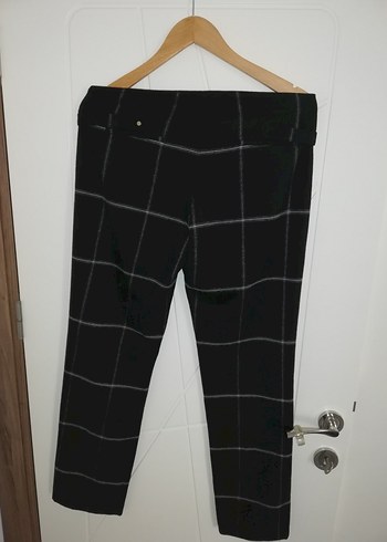 Kadın Siyah Kareli Kumaş Pantolon - Görsel 5