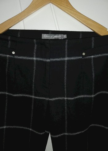 Kadın Siyah Kareli Kumaş Pantolon - Görsel 16