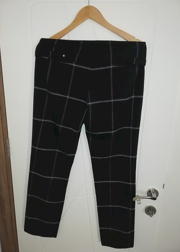 Kadın Siyah Kareli Kumaş Pantolon - Görsel 6