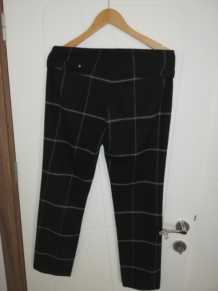 Kadın Siyah Kareli Kumaş Pantolon - Görsel 5