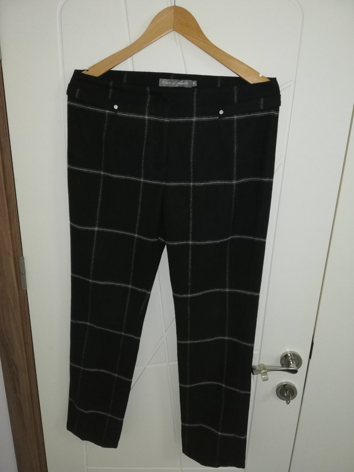 Kadın Siyah Kareli Kumaş Pantolon - Görsel 2