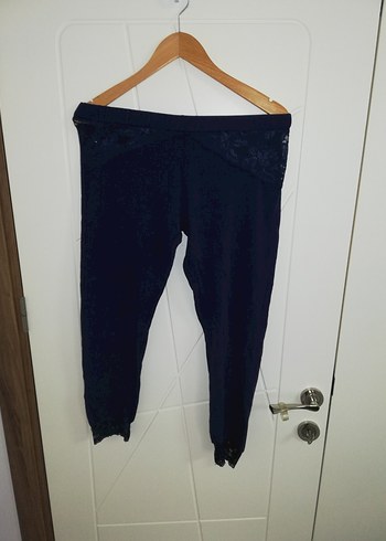 Lacivert Dantel Detaylı Kadın Tayt - Görsel 5