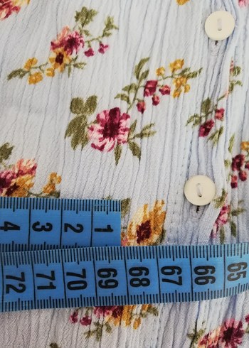 Mavi Çiçekli Kısa Kollu Midi Elbise 8-9-10 yaş - Görsel 3