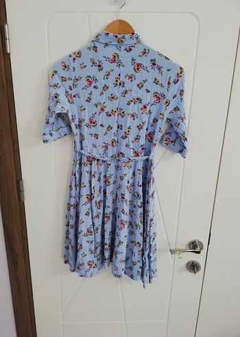 Mavi Çiçekli Kısa Kollu Midi Elbise 8-9-10 yaş - Görsel 6