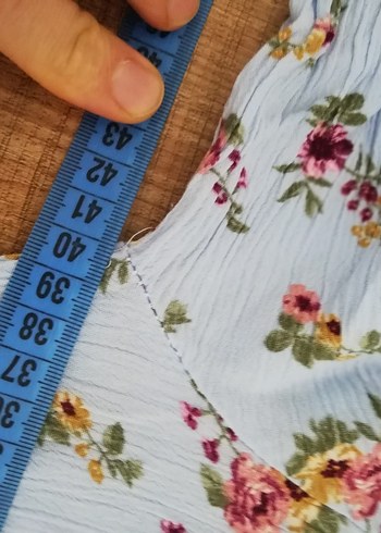 Mavi Çiçekli Kısa Kollu Midi Elbise 8-9-10 yaş - Görsel 8