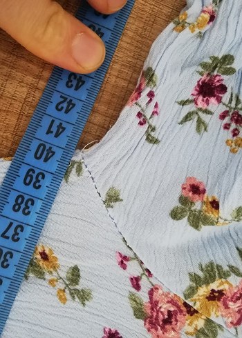 Mavi Çiçekli Kısa Kollu Midi Elbise 8-9-10 yaş - Görsel 9