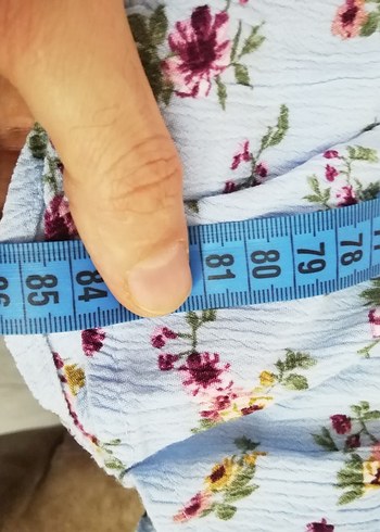 Mavi Çiçekli Kısa Kollu Midi Elbise 8-9-10 yaş - Görsel 2