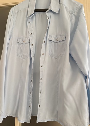 44 Beden Mavi Denim Kadın Gömlek