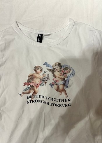 xs Beden Baskılı Beyaz Pamuklu Kadın Y2k Tişört