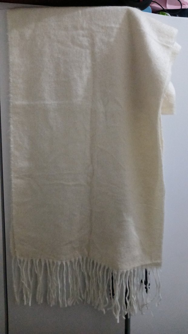 Beyaz Keten Kadın Şal - Görsel 3