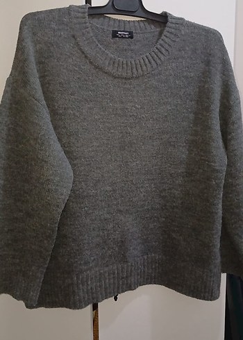 Gri Örgü Yün Kadın Kazak - Görsel 2