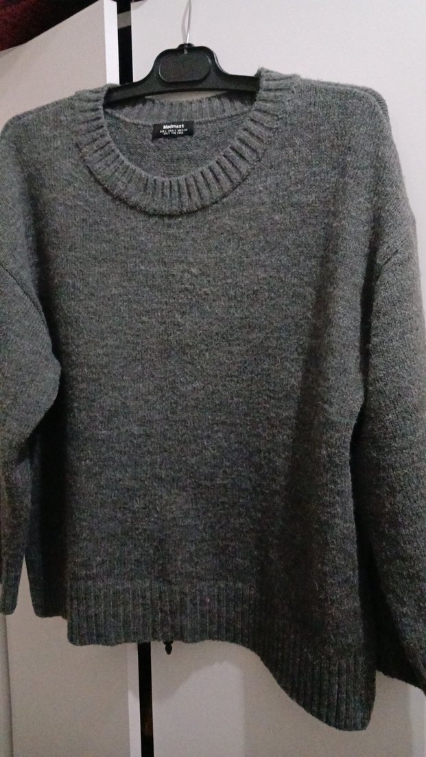 Gri Örgü Yün Kadın Kazak - Görsel 5