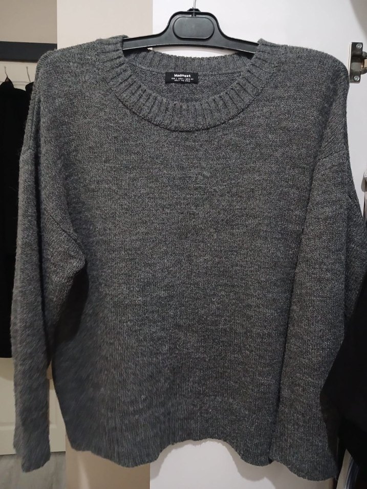 Gri Örgü Yün Kadın Kazak - Görsel 3