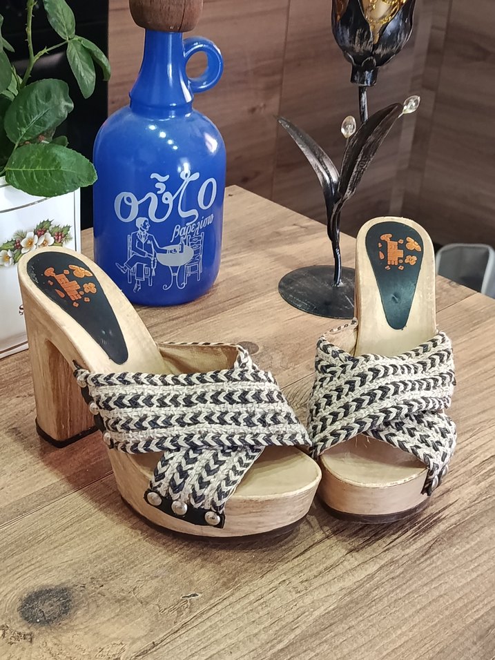 bobem Tarz Kahverengi Platform Topuklu Terlik orjinal elle - Görsel 2