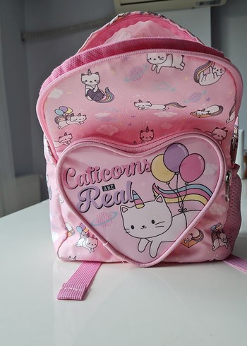 Pembe Caticoin Okul Çantası