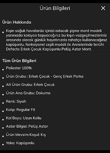 Defacto 10_11yaş parka