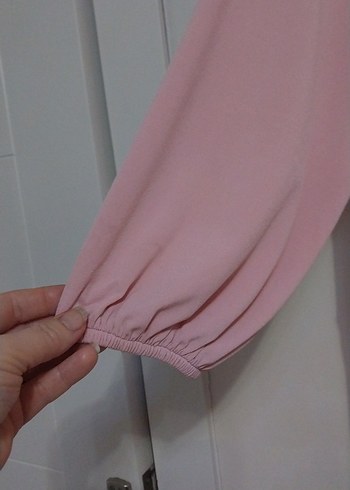 Pembe Drapeli Hamile Elbisesi, V Yakalı, Uzun - Görsel 3