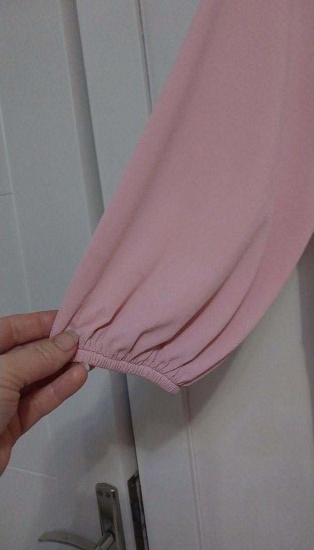 Pembe Drapeli Hamile Elbisesi, V Yakalı, Uzun - Görsel 3