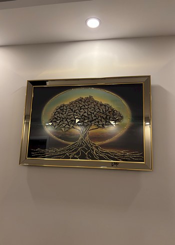 Koyu Altın Renkli Geometrik Ağaç Tablosu - Görsel 7