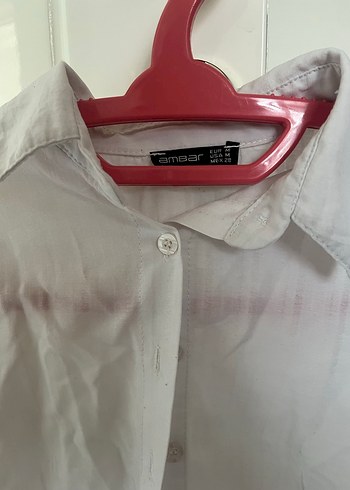 Düğmeli Beyaz Keten Kadın Gömlek - Görsel 2