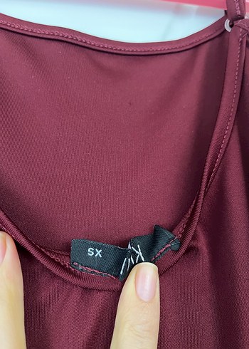 Bordo Uzun Drapeli Askılı Elbise - Görsel 3