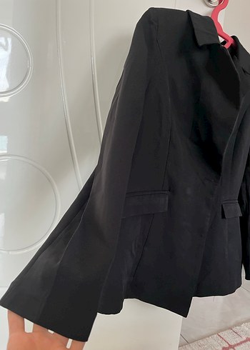 Siyah Kadın Midi Boy Düğmeli Blazer - Görsel 3