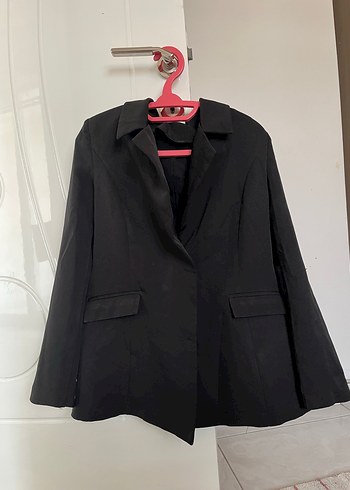 Siyah Kadın Midi Boy Düğmeli Blazer - Görsel 2