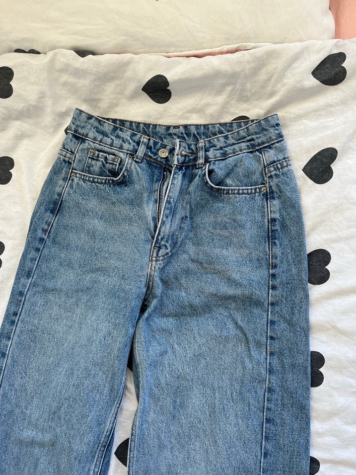 Gevşek Kesim Düğmeli  Kot Pantolon - Görsel 2