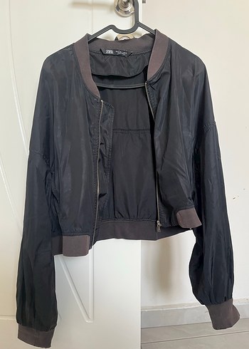 Siyah Rahat Kesim Fermuarlı Kadın Ceket - Görsel 2