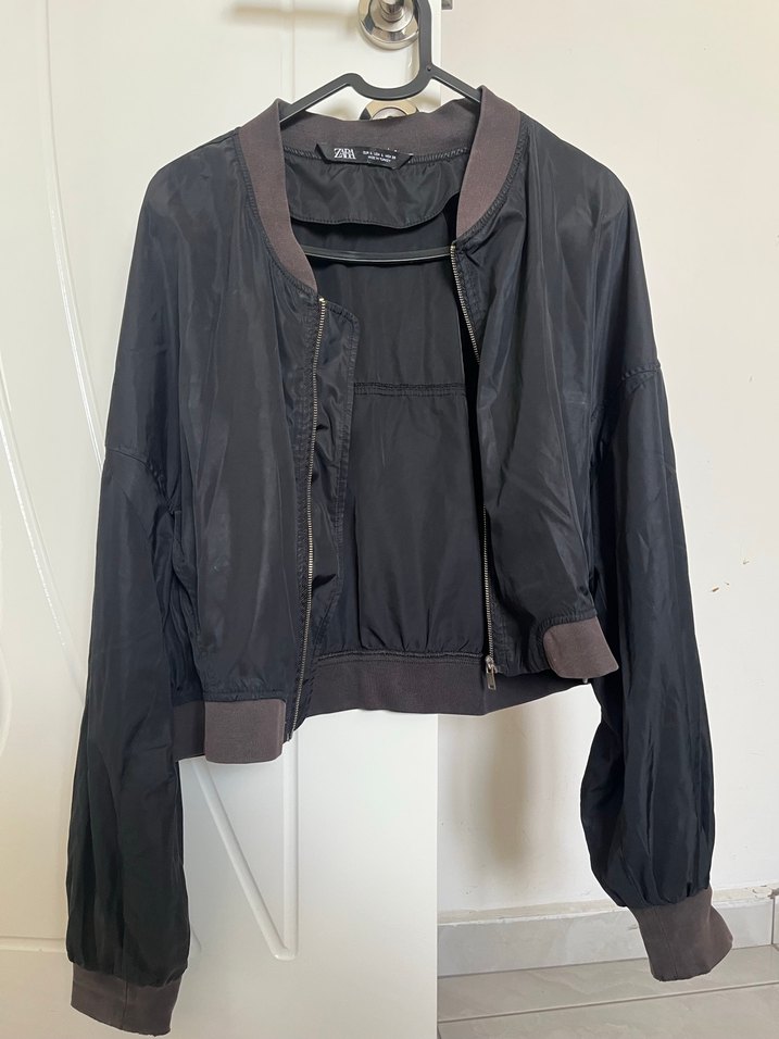 Siyah Rahat Kesim Fermuarlı Kadın Ceket - Görsel 2