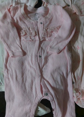 Düğmeli Pembe Bebek Tulumu Seti - Görsel 2