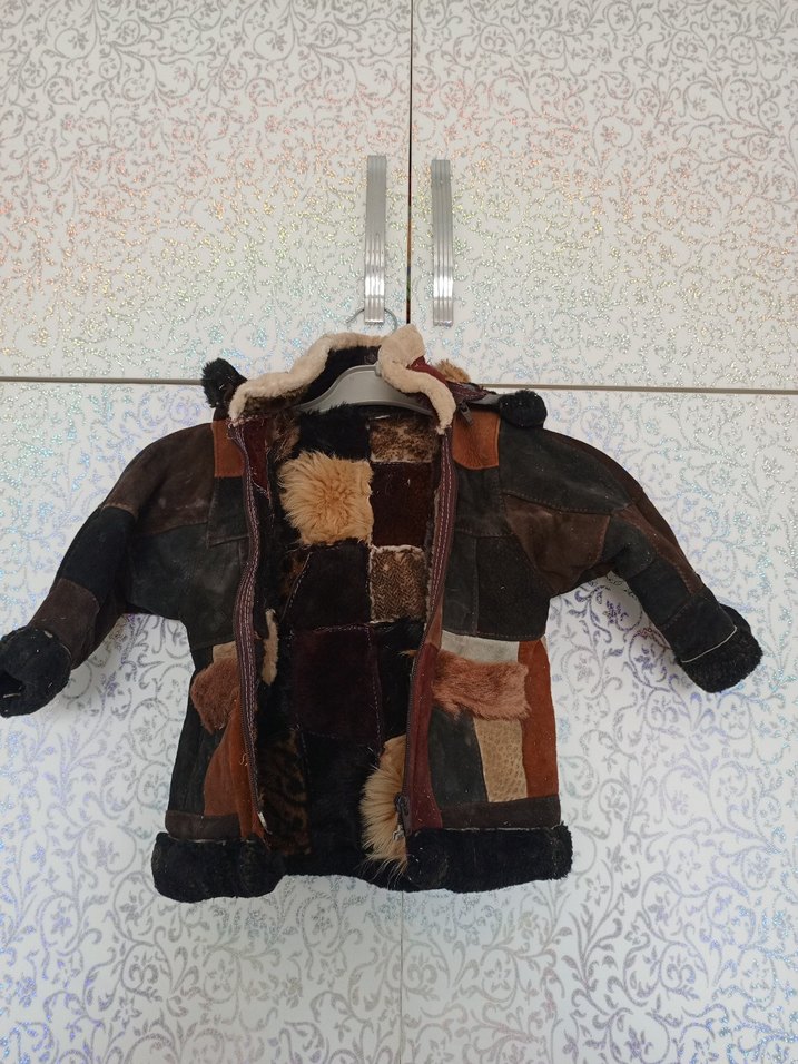 Kahverengi Kürklü Deri Erkek Çocuk Kaban - Görsel 3