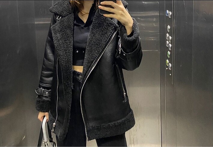 s Beden stradivarius ici suni kurklu biker ceket