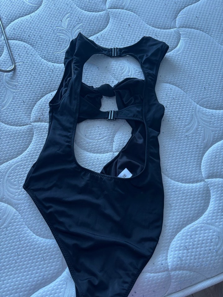 Tokalı Siyah Strappy Kadın Mayo - Görsel 2