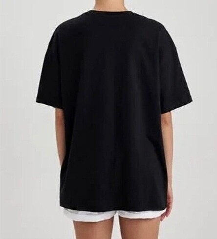 l Beden siyah Renk Coool Oversize Fit Baskılı Kısa Kollu 0 Pamuk Tişört