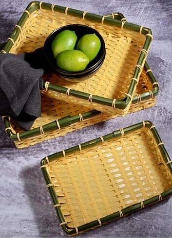 Hasır Rattan Tepsiler 3 LÜ 