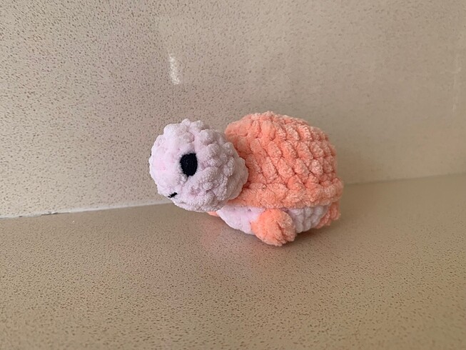 Beden pembe Renk Amigurumi Kaplumbaga Anahtarlik- Çanta Süsü