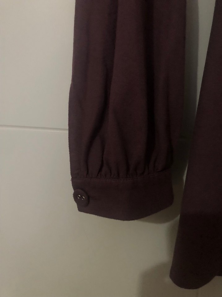 Bordo Uzun Kollu V Yaka Gotik Midi Tunik - Görsel 4