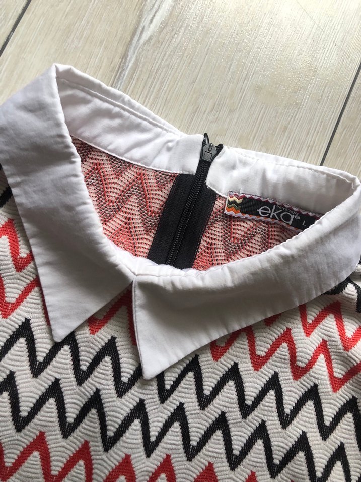 Desenli Triko Bluz, Uzun Kollu, Gri-Kırmızı - Görsel 3