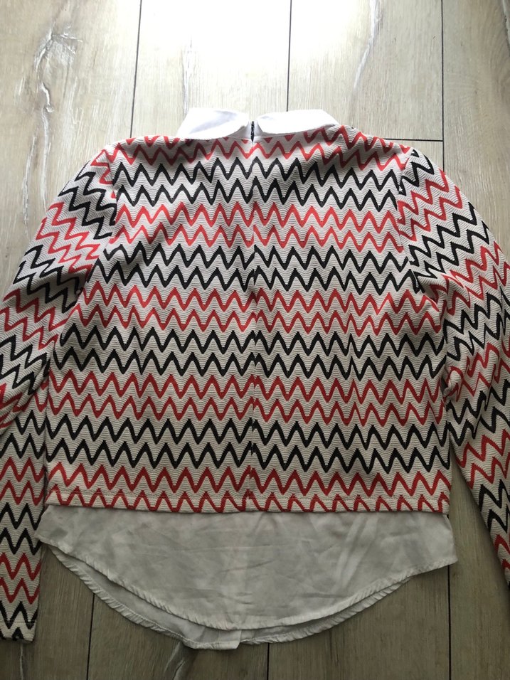 Desenli Triko Bluz, Uzun Kollu, Gri-Kırmızı - Görsel 2