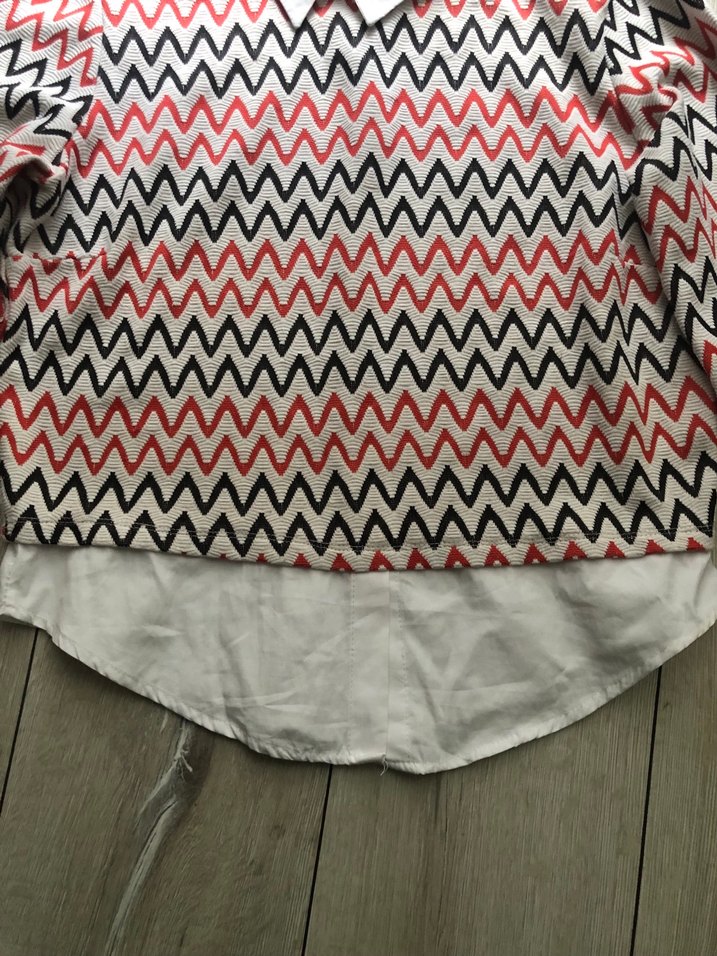 Desenli Triko Bluz, Uzun Kollu, Gri-Kırmızı - Görsel 5