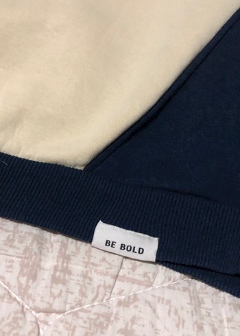 Beyaz Lacivert Baskılı Kadın Sweatshirt - Görsel 5