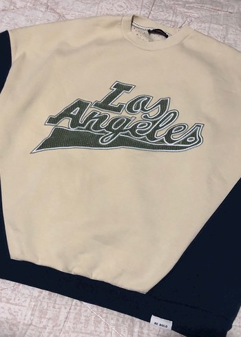 Beyaz Lacivert Baskılı Kadın Sweatshirt - Görsel 4