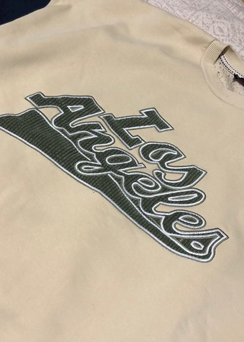 Beyaz Lacivert Baskılı Kadın Sweatshirt - Görsel 6