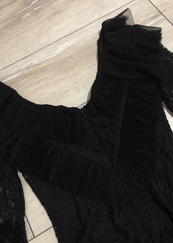 Dantel Detaylı Siyah Mini Gotik Elbise - Görsel 5