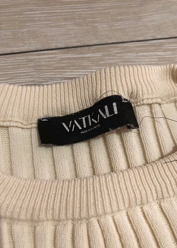 Vatkalı Çizgili Uzun Kollu Triko Kadın Kazak - Görsel 3