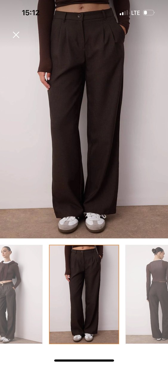 Kahverengi Midi Kumaş Kadın Pantolon - Görsel 2